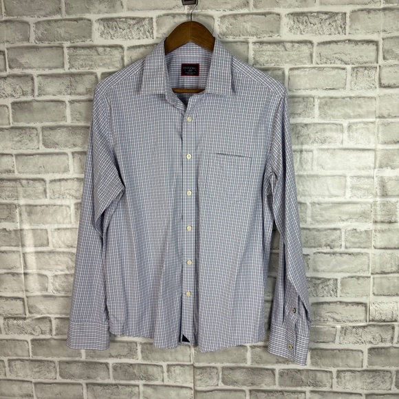 UNTUCKit Dalton Slim Fit Nylon Stretch Cotton Candy Plaid Button Up Shirt LARGE - Picture 2 of 8